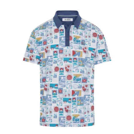 Penguin Pete Stamp Roadmap Halbarm Golf Polo Shirt PENGUIN POLO SHIRTS Penguin
