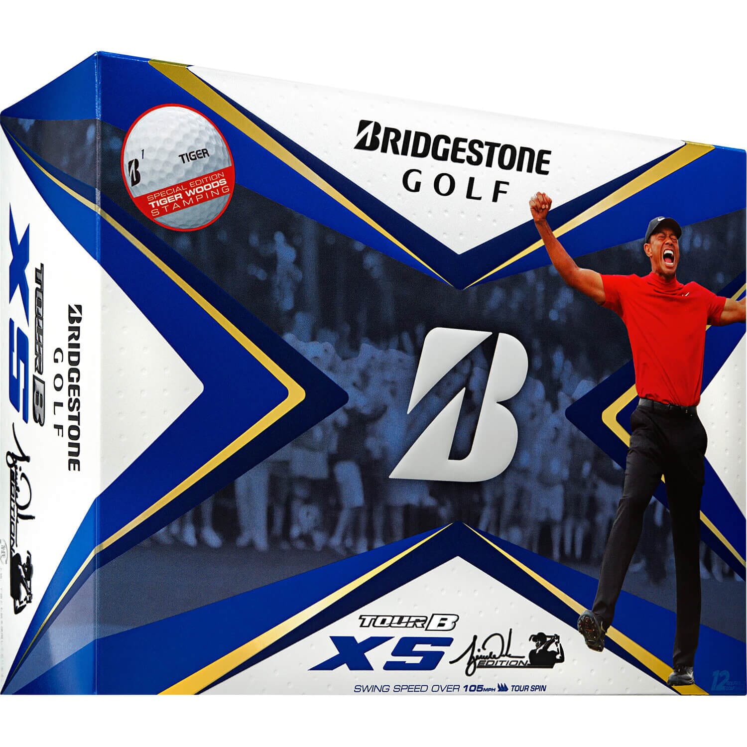Bridgestone Tour B XS Tiger Golf Balls 12Pk BRIDGESTONE BALLS Bridgestone