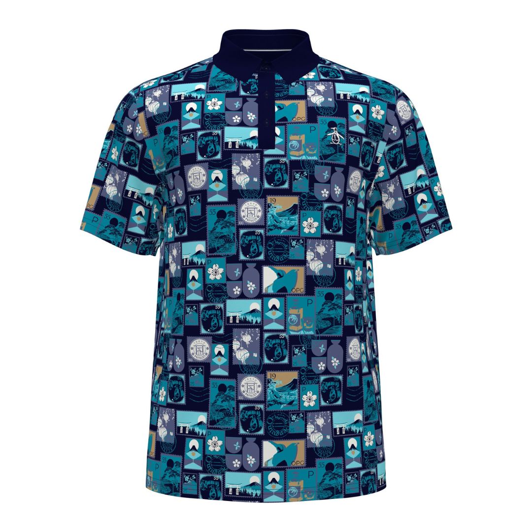 Penguin Pete's Stamp Roadmap Golf Polo Shirt PENGUIN POLO SHIRTS Penguin