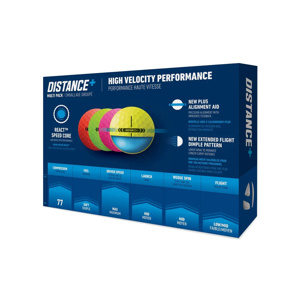 TaylorMade Distance Plus Multi-Colour Golf Balls 12Pk TAYLORMADE BALLS TaylorMade