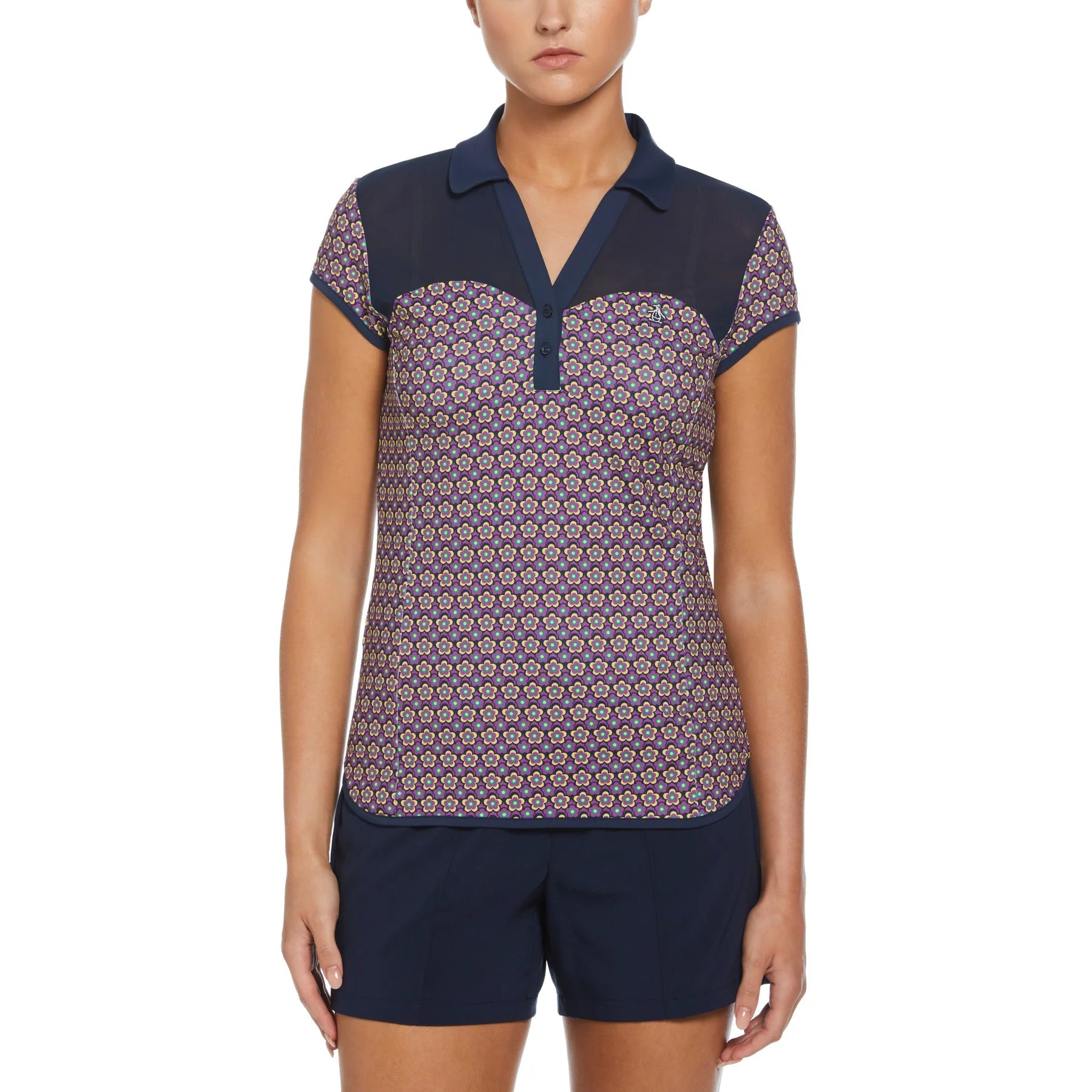 Penguin Cap Sleeve Printed Golf Polo Shirt PENGUIN LADIES POLOS Penguin