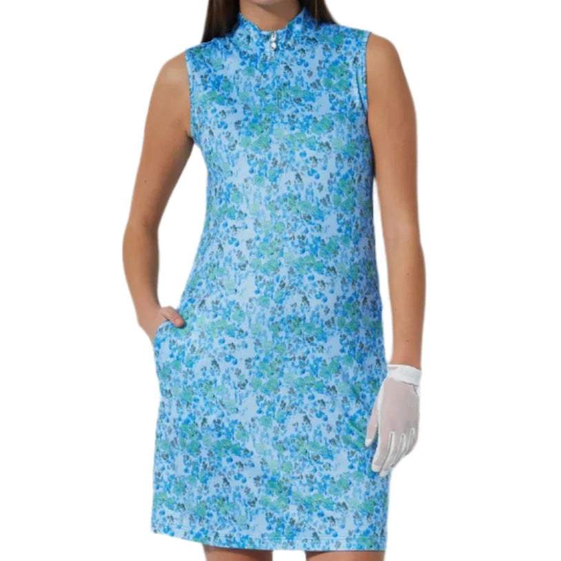 knee length dresses for ladies New Daily Sports Siena Creative Bloom Sleeveless Golf Dress MSP$138 main image 1