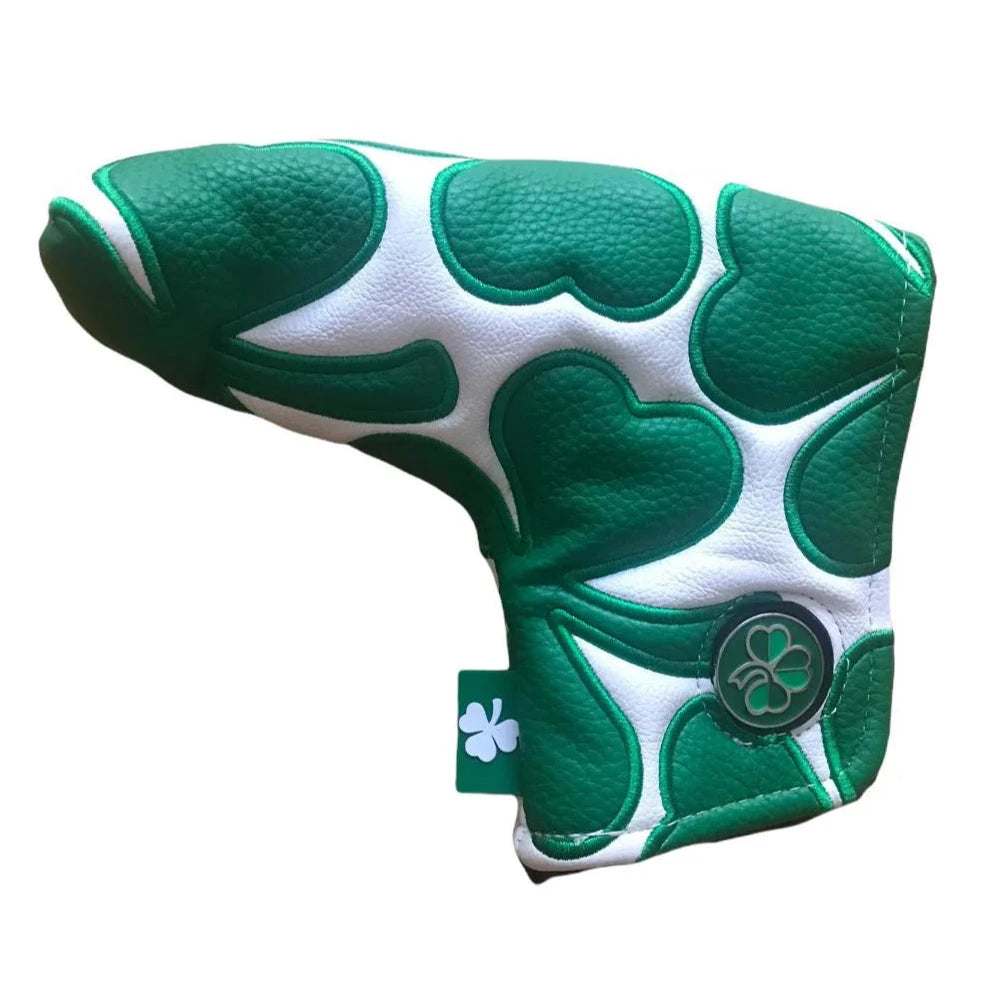 Funda Para Putter De Golf Con Cierre Magnético - Diseño Bordado Circular, Piel Sintética Negra - Protector Para Cabeza De Mazo