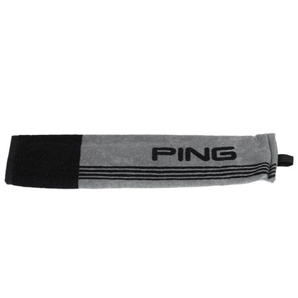 Ping Tri-Fold Golf Towel Grey & Black PING TOWELS Galaxy Golf 