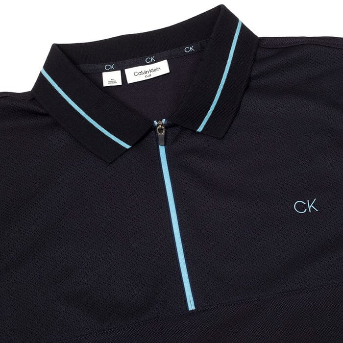 Calvin Klein Whitman Polo de golf con cremallera en el cuello CK POLOS PARA HOMBRE Galaxy Golf